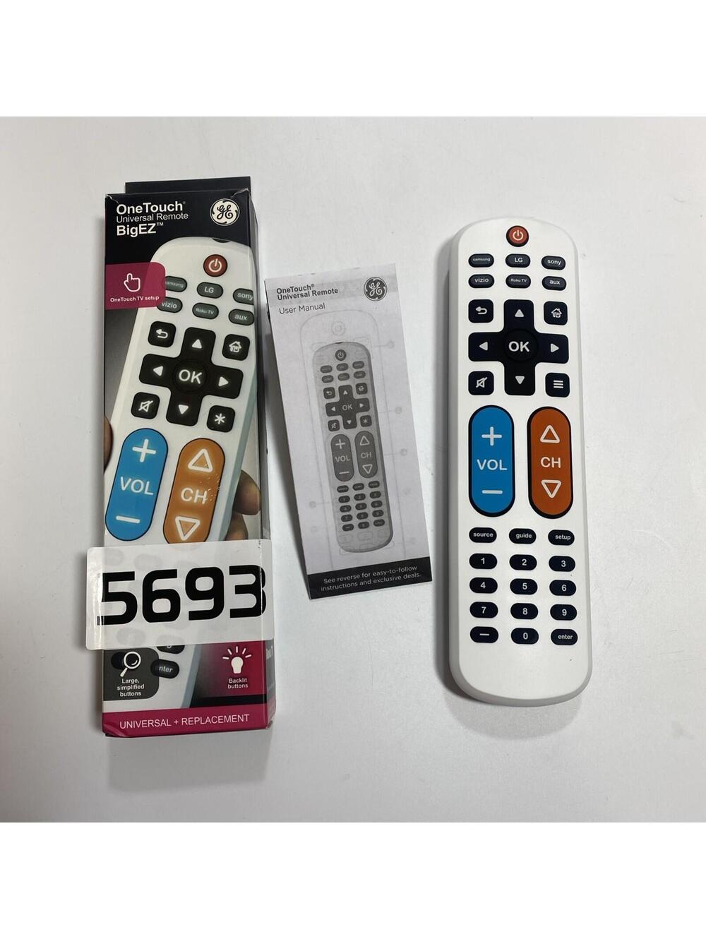 GE One Touch Big EZ Universal Big Button Back Lit Lighted Remote Control